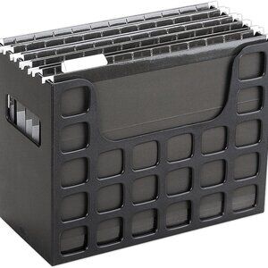 Elegant Portable Filing System with Letter-Sized Folders & Clear Inserts (Black)